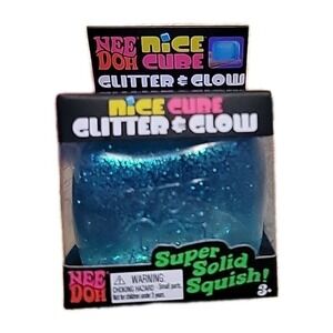 Nee Doh Blue Nice Cube Glitter & Glow Toy BRAND NEW SEALED